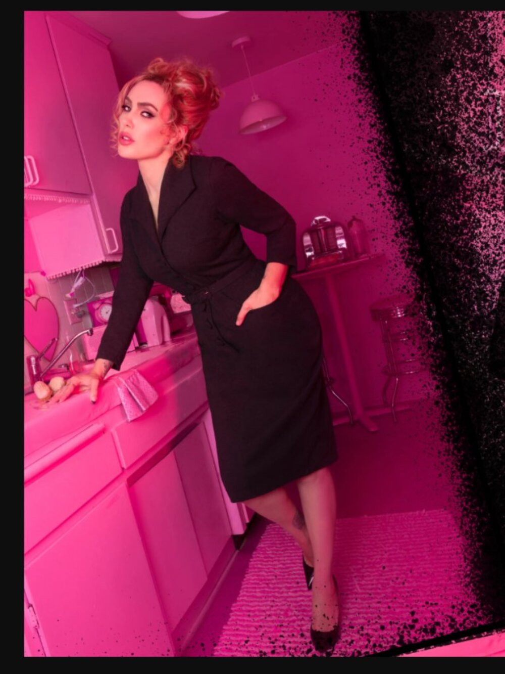 Vixen by Micheline Pitt Miss Kitty Secretary Dress - Dark Gray NWT